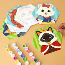 Afbeelding in Gallery-weergave laden, Mini Serie Schilderen op Nummer - Zeshoeken (6 stuks) - Kattenvrienden in kostuum