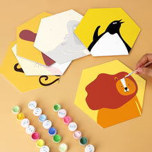 Afbeelding in Gallery-weergave laden, Mini Serie Schilderen op Nummer - Zeshoeken (6 stuks) - Vormen van wilde dieren