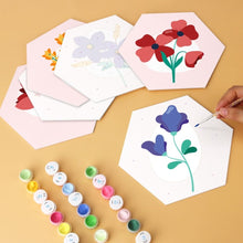 Afbeelding in Gallery-weergave laden, Mini Serie Schilderen op Nummer - Zeshoeken (6 stuks) - Delicate bloemblaadjes