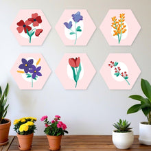 Afbeelding in Gallery-weergave laden, Mini Serie Schilderen op Nummer - Zeshoeken (6 stuks) - Delicate bloemblaadjes