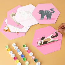 Afbeelding in Gallery-weergave laden, Mini Serie Schilderen op Nummer - Zeshoeken (6 stuks) - Dieren in roze