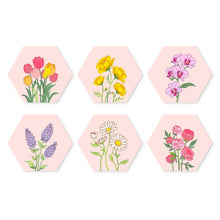 Afbeelding in Gallery-weergave laden, Mini Serie Schilderen op Nummer - Zeshoeken (6 stuks) - Bloemenset