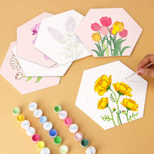 Afbeelding in Gallery-weergave laden, Mini Serie Schilderen op Nummer - Zeshoeken (6 stuks) - Bloemenset