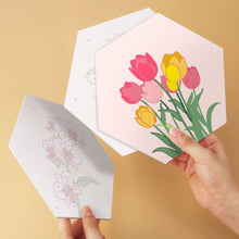 Afbeelding in Gallery-weergave laden, Mini Serie Schilderen op Nummer - Zeshoeken (6 stuks) - Bloemenset