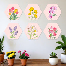 Afbeelding in Gallery-weergave laden, Mini Serie Schilderen op Nummer - Zeshoeken (6 stuks) - Bloemenset
