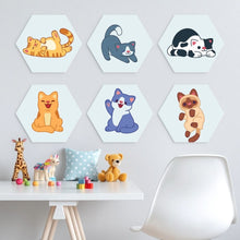 Afbeelding in Gallery-weergave laden, Mini Serie Schilderen op Nummer - Zeshoeken (6 stuks) - Kleine katten