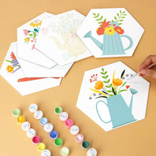Afbeelding in Gallery-weergave laden, Mini Serie Schilderen op Nummer - Zeshoeken (6 stuks) - Bloemen uit de gieter 2