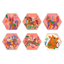 Afbeelding in Gallery-weergave laden, Mini Serie Schilderen op Nummer - Zeshoeken (6 stuks) - Boho-dierenset