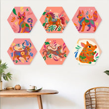 Afbeelding in Gallery-weergave laden, Mini Serie Schilderen op Nummer - Zeshoeken (6 stuks) - Boho-dierenset