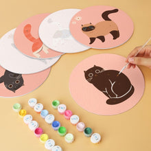 Afbeelding in Gallery-weergave laden, Mini Serie Schilderen op Nummer - Schijven Ø20cm (6 stuks) - De nieuwsgierige katten