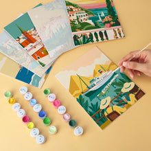 Afbeelding in Gallery-weergave laden, Mini Serie Schilderen op Nummer 15x20cm (6 stuks) - Reizen aan zee