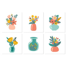Afbeelding in Gallery-weergave laden, Mini Serie Schilderen op Nummer 20x20cm (6 stuks) - Minimalistische boeketten