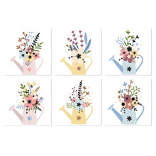 Afbeelding in Gallery-weergave laden, Mini Serie Schilderen op Nummer 20x20cm (6 stuks) - Bloemen uit de gieter 1