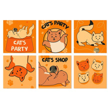 Afbeelding in Gallery-weergave laden, Mini Serie Schilderen op Nummer 20x20cm (6 stuks) - Kattenfeestje