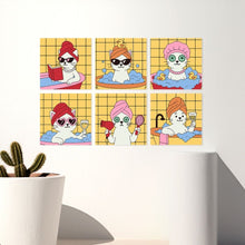Afbeelding in Gallery-weergave laden, Mini Serie Schilderen op Nummer 20x20cm (6 stuks) - Katten op een spa-dag 1