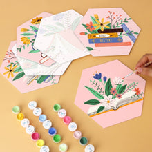 Afbeelding in Gallery-weergave laden, Mini Serie Schilderen op Nummer - Zeshoeken (6 stuks) - Boeken in bloei