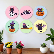 Afbeelding in Gallery-weergave laden, Mini Serie Schilderen op Nummer - Schijven Ø20cm (6 stuks) - Halloweenkatjes
