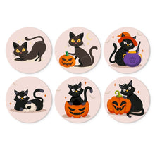 Afbeelding in Gallery-weergave laden, Mini Serie Schilderen op Nummer - Schijven Ø20cm (6 stuks) - Spookachtige katten