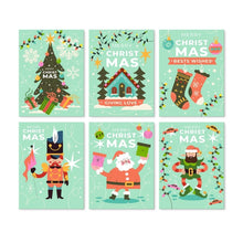 Afbeelding in Gallery-weergave laden, Mini Serie Schilderen op Nummer 15x20cm (6 stuks) - Kerstmis in mint