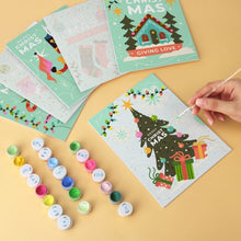 Afbeelding in Gallery-weergave laden, Mini Serie Schilderen op Nummer 15x20cm (6 stuks) - Kerstmis in mint