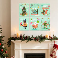 Afbeelding in Gallery-weergave laden, Mini Serie Schilderen op Nummer 15x20cm (6 stuks) - Kerstmis in mint