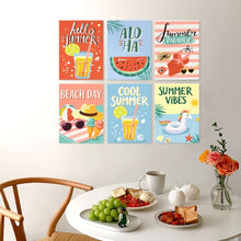 Afbeelding in Gallery-weergave laden, Mini Serie Schilderen op Nummer 15x20cm (6 stuks) - Poolside Pop