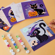 Afbeelding in Gallery-weergave laden, Mini Serie Schilderen op Nummer 20x20cm (6 stuks) - Speelse Halloweenkatten