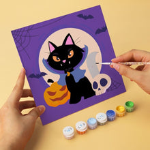 Afbeelding in Gallery-weergave laden, Mini Serie Schilderen op Nummer 20x20cm (6 stuks) - Speelse Halloweenkatten
