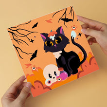 Afbeelding in Gallery-weergave laden, Mini Serie Schilderen op Nummer 20x20cm (6 stuks) - Speelse Halloweenkatten