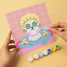 Afbeelding in Gallery-weergave laden, Mini Serie Schilderen op Nummer 20x20cm (6 stuks) - Katten op een spa-dag 2