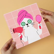 Afbeelding in Gallery-weergave laden, Mini Serie Schilderen op Nummer 20x20cm (6 stuks) - Katten op een spa-dag 2