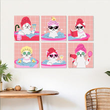 Afbeelding in Gallery-weergave laden, Mini Serie Schilderen op Nummer 20x20cm (6 stuks) - Katten op een spa-dag 2