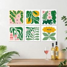 Afbeelding in Gallery-weergave laden, Mini Serie Schilderen op Nummer 20x20cm (6 stuks) - Botanisch vormenpatroon