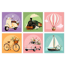 Afbeelding in Gallery-weergave laden, Mini Serie Schilderen op Nummer 20x20cm (6 stuks) - Retro ritjes