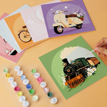 Afbeelding in Gallery-weergave laden, Mini Serie Schilderen op Nummer 20x20cm (6 stuks) - Retro ritjes