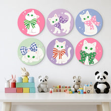 Afbeelding in Gallery-weergave laden, Mini Serie Schilderen op Nummer - Schijven Ø20cm (6 stuks) - Linten en katten