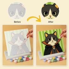 Afbeelding in Gallery-weergave laden, Mini Serie Schilderen op Nummer 20x20cm (6 stuks) - Fantastische kattenwereld