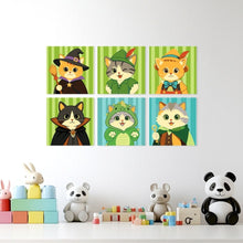 Afbeelding in Gallery-weergave laden, Mini Serie Schilderen op Nummer 20x20cm (6 stuks) - Fantastische kattenwereld