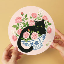 Afbeelding in Gallery-weergave laden, Mini Serie Schilderen op Nummer - Schijven Ø20cm (6 stuks) - Zwarte kat en bloemen