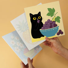 Afbeelding in Gallery-weergave laden, Mini Serie Schilderen op Nummer 20x20cm (6 stuks) - Kat en kleurrijk fruit