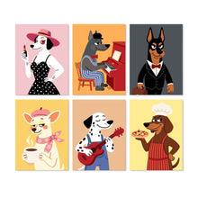 Afbeelding in Gallery-weergave laden, Mini Serie Schilderen op Nummer 15x20cm (6 stuks) - Stijlvolle honden