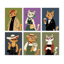 Afbeelding in Gallery-weergave laden, Mini Serie Schilderen op Nummer 15x20cm (6 stuks) - Stijlvolle katten