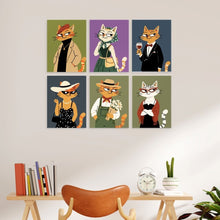 Afbeelding in Gallery-weergave laden, Mini Serie Schilderen op Nummer 15x20cm (6 stuks) - Stijlvolle katten