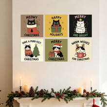 Afbeelding in Gallery-weergave laden, Mini Serie Schilderen op Nummer 20x20cm (6 stuks) - Miauwige kerst