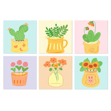 Afbeelding in Gallery-weergave laden, Mini Serie Schilderen op Nummer 20x20cm (6 stuks) - Kleurrijk plantenhoekje