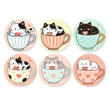 Afbeelding in Gallery-weergave laden, Mini Serie Schilderen op Nummer - Schijven Ø20cm (6 stuks) - Katten en theekopjes