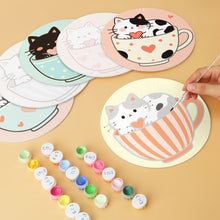 Afbeelding in Gallery-weergave laden, Mini Serie Schilderen op Nummer - Schijven Ø20cm (6 stuks) - Katten en theekopjes