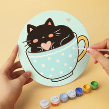 Afbeelding in Gallery-weergave laden, Mini Serie Schilderen op Nummer - Schijven Ø20cm (6 stuks) - Katten en theekopjes