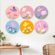Afbeelding in Gallery-weergave laden, Mini Serie Schilderen op Nummer - Schijven Ø20cm (6 stuks) - Pastelvlinders 2