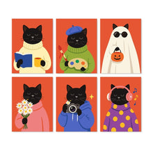 Afbeelding in Gallery-weergave laden, Mini Serie Schilderen op Nummer 15x20cm (6 stuks) - Eén kat, vele stemmingen